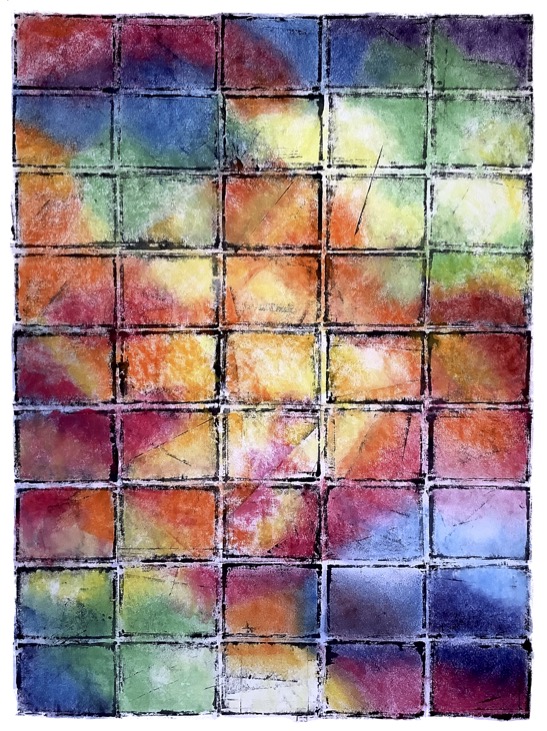 Colored chalk and paint